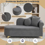 Chaiselongue multifuncional con espacio de almacenamiento, 134 cm, diseño moderno, respaldo ondulado, tela con aspecto de piel de cordero, cojines altamente densos, incluye cojín lumbar + cojín de cuello