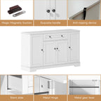 Buffet multifuncional para la cocina – Sideboard de 138 cm con cajón, puertas de estantería y soportes de empotramiento ajustables – Diseño moderno con protección anti-inclinación, ideal para la cocina, el salón y el dormitorio