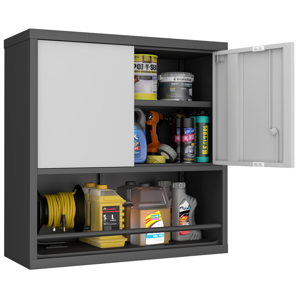 Gabinet de almacenamiento metálico alto con 2 puertas y estantes ajustables, gabinete de despensa de acero para la cocina, sala de estar, comedor, oficina doméstica