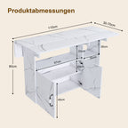 Mesa de comedor plegable rectangular móvil de 110x70x80 cm, multifuncional con 5 plataformas de almacenamiento y 5 ruedas con freno (4 fijas), ahorra espacio para cocina, casa, oficina, residencia estudiantil, estilo mármol blanco