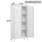 Gabineté de almacenamiento metálico de dos puertas para despensa de la cocina, con estantes ajustables, gabineté alto de acero para la cocina, salón, comedor y oficina, blanco