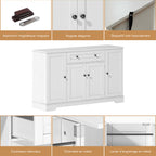 Buffet multifuncional para la cocina – Sideboard de 138 cm con cajón, puertas de estantería y soportes de empotramiento ajustables – Diseño moderno con protección anti-inclinación, ideal para la cocina, el salón y el dormitorio
