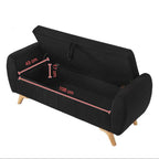 Banco de silla plegable con espacio de almacenamiento y patas de madera – 145×51×57 cm, para dormitorio, sala de estar y pasillo