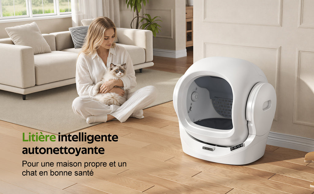 Toaleta automática inteligente para gatos con control por App, 68L de espacio interior, 8L de contenedor de desechos, caja de aromaterapia, seguridad infrarroja, para 1–2 gatos, auto - limpiante, silenciosa, segura para niños