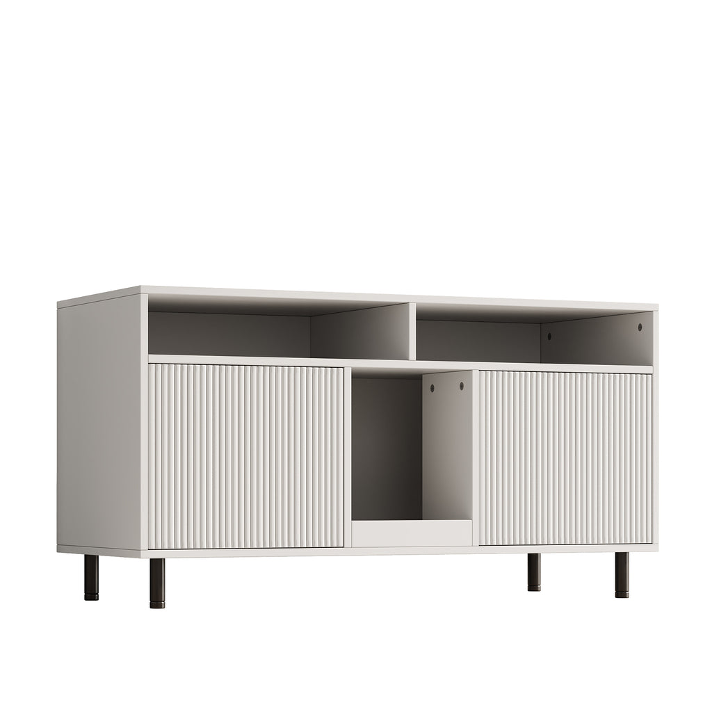Katzentoiletten-Schrank/Katzenstreuwanne-Schrank con Alfombra de Cojín para Arena, Armario para Mascotas con Soporte, Sideboard/TV Stand para Mascotas, sin Baño para Gato, 120x50x66cm, Blanco