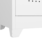 Gabinet de almacenamiento para herramientas de limpieza de 65" de color blanco con puertas con cerradura, estantes, varilla de colgado y anzuelos S