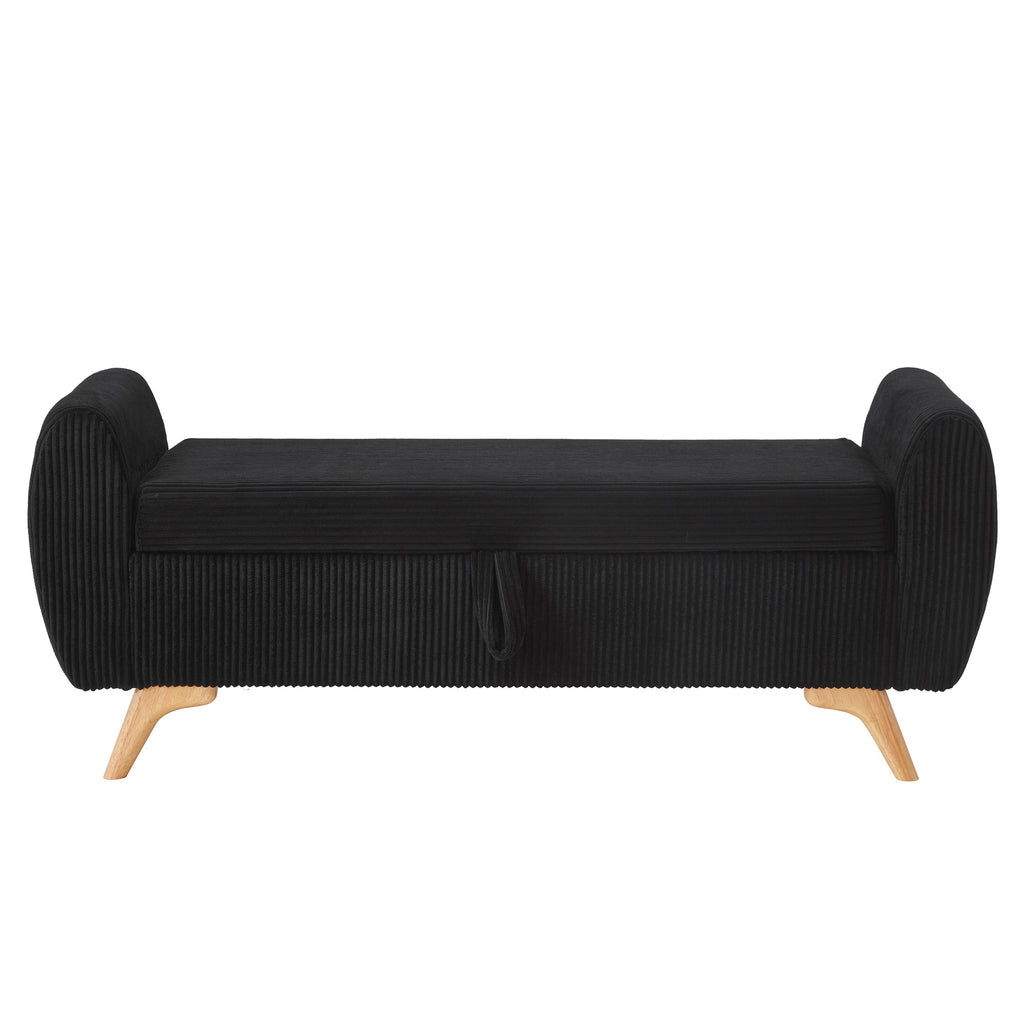 Banco de silla plegable con espacio de almacenamiento y patas de madera – 145×51×57 cm, para dormitorio, sala de estar y pasillo