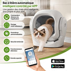 Toaleta automática inteligente para gatos con control por App, 68L de espacio interior, 8L de contenedor de desechos, caja de aromaterapia, seguridad infrarroja, para 1–2 gatos, auto - limpiante, silenciosa, segura para niños