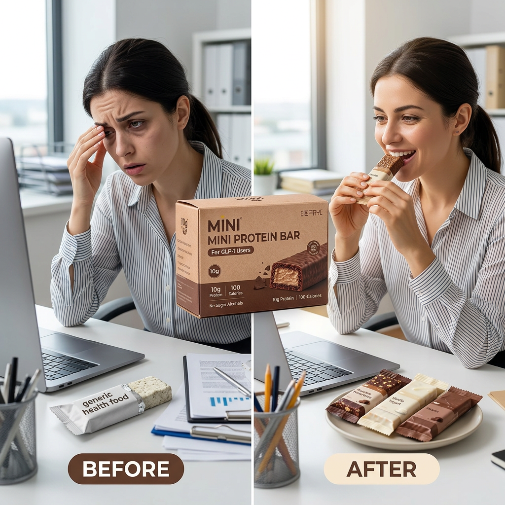 Before: 没精神 / After: 享受迷你棒状态好