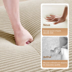 Sofá angular de 4 plazas con relleno de 32D de alta elasticidad, sofá sin armazón, antiresbaladante, con chaiselongue, reposabrazos extra anchos, combinable libremente, sin montaje para oficina, salón y cine en casa, color beige