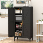 Gabinet de almacenamiento metálico de dos puertas ajustable para despensa de cocina, gabinete para el salón, comedor y oficina, negro