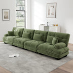 Sofá angular modular de 4 plazas con asiento profundo, sofá cama de chenille, cómodamente revestido para salón, apartamento, estudio, oficina, chenille verde