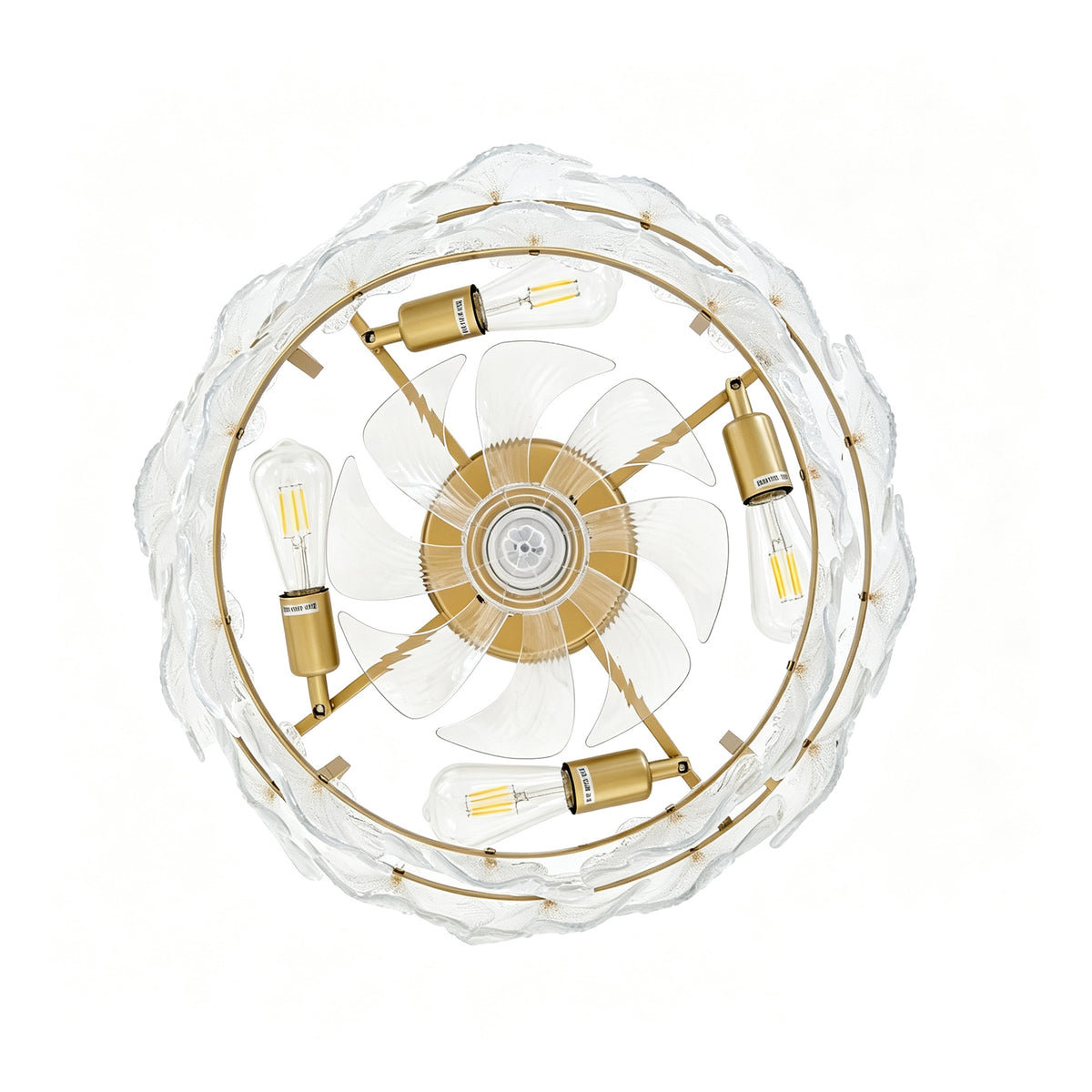 Ventilador de techo de 20 pulgadas con cubierta de cristal de vidrio, alas de ABS, motor de corriente directa silencioso y eficiente en energía, 6 ajustes de velocidad, funciones de avance y retroceso, soporte para operación con app y control remoto