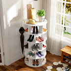 Rack para zapatos, ángulo giratorio, redondo blanco, 5 niveles, altura 115 cm, ancho 60 cm