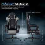 Silla de gaming para PC, silla de oficina con soporte lumbar, cabeza ajustable y brazos reclinables, silla de escritorio ergonómica con apoyo para los pies, ajustable de 90° a 145°, silla de oficina para hombre/mujer