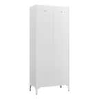 Gabineté de almacenamiento metálico de dos puertas para despensa de la cocina, con estantes ajustables, gabineté alto de acero para la cocina, salón, comedor y oficina, blanco