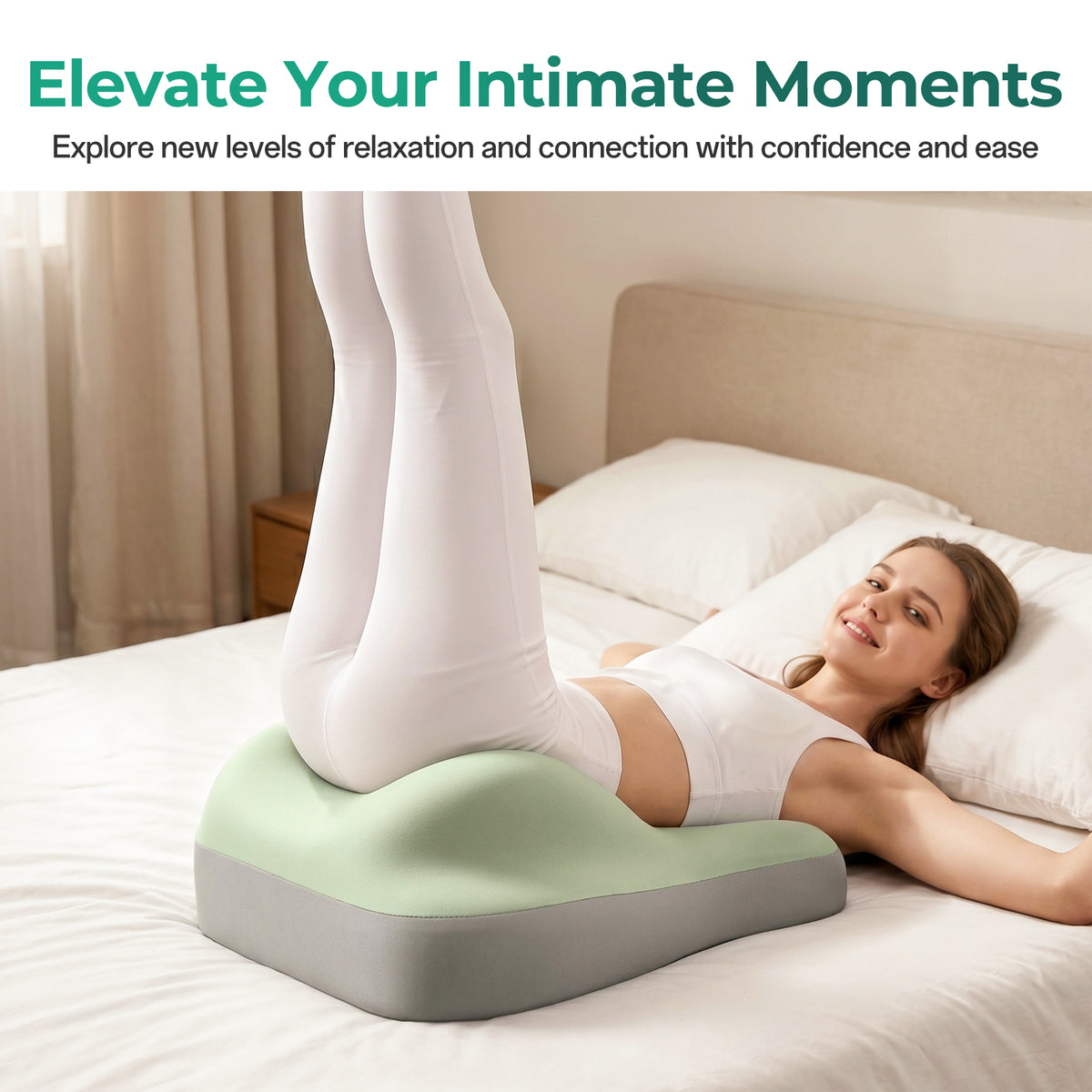 Sexkissen para Parejas – Liebeskissen, Intimkissen & Erotik Keilkissen Memory - Schaum, Sex Kissen para Posiciones Intimas & Sexstellungen, Liebeskissen para Sex, Paar Kissen, grüngrau
