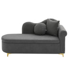 Chaiselongue multifuncional con espacio de almacenamiento, 134 cm, diseño moderno, respaldo ondulado, tela con aspecto de piel de cordero, cojines altamente densos, incluye cojín lumbar + cojín de cuello