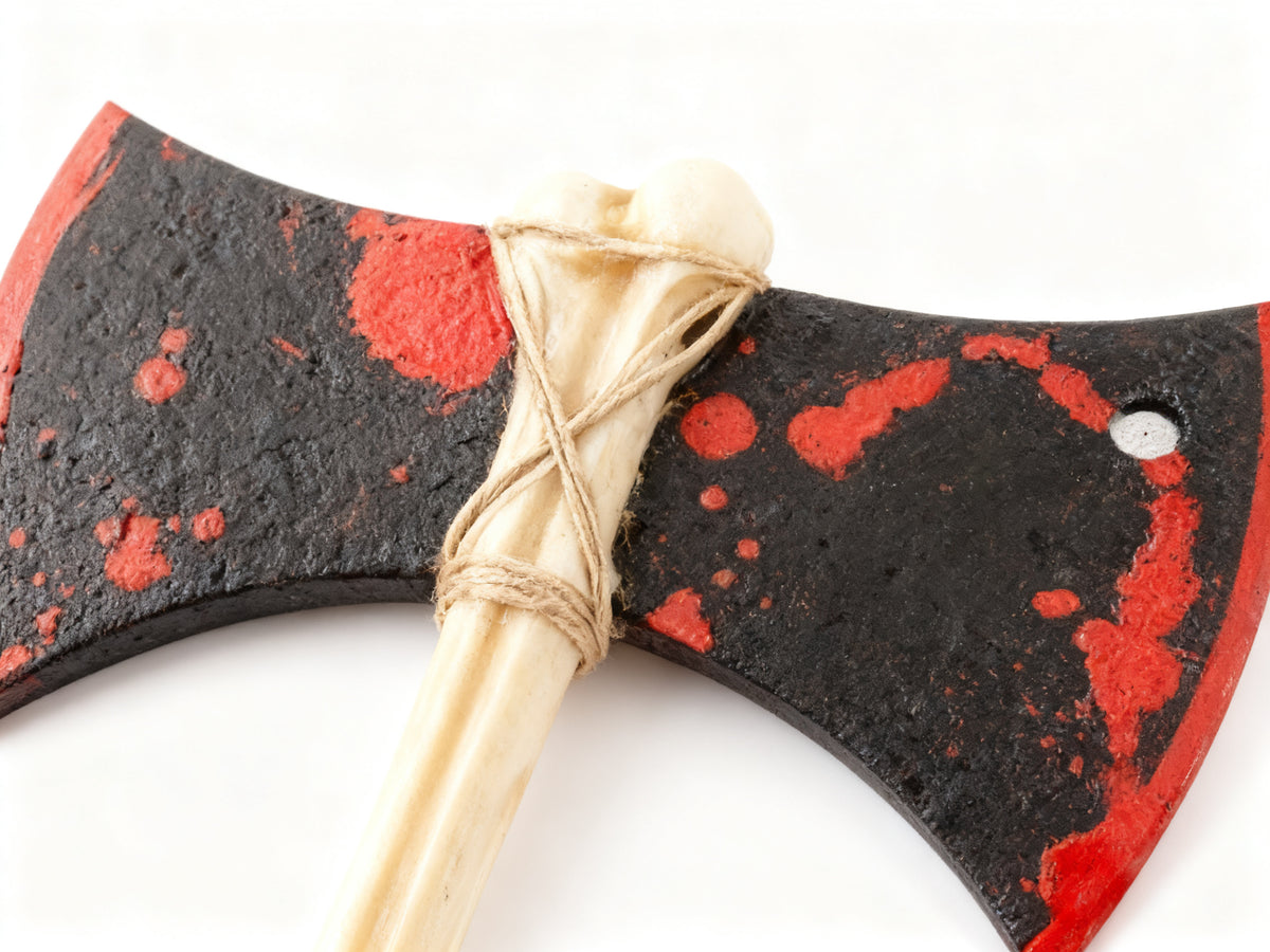 Hacha Doble Filo Hueso Ensangrentado Halloween