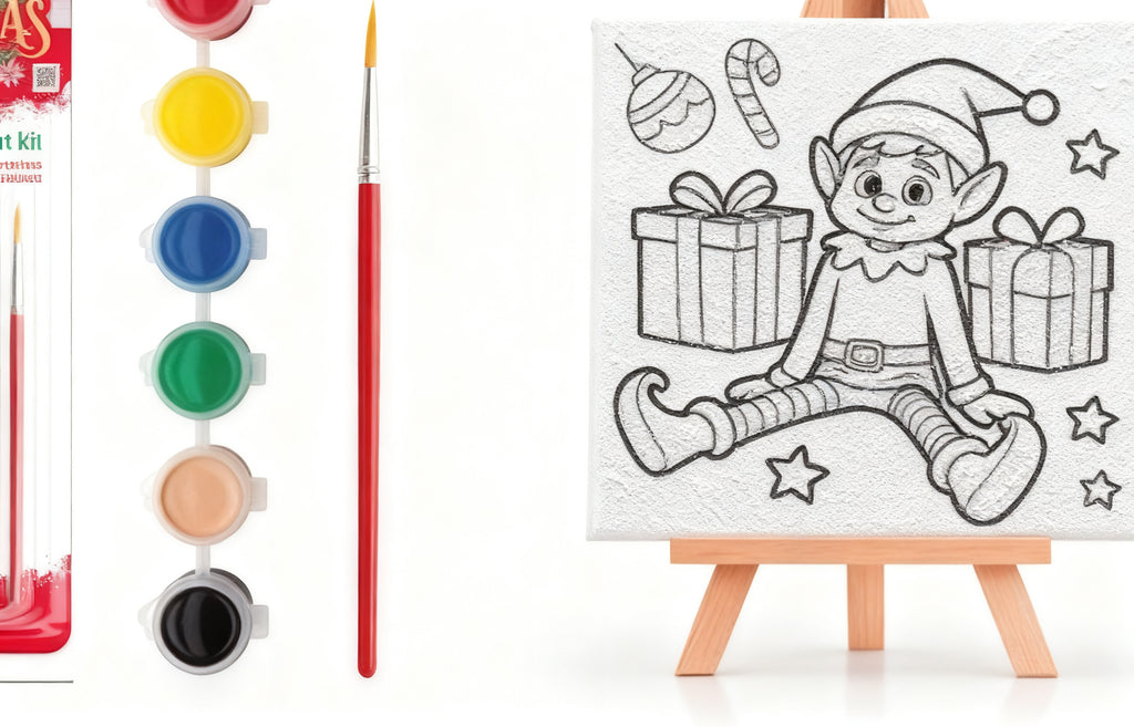 Caballete y Lienzo para Colorear Navideño