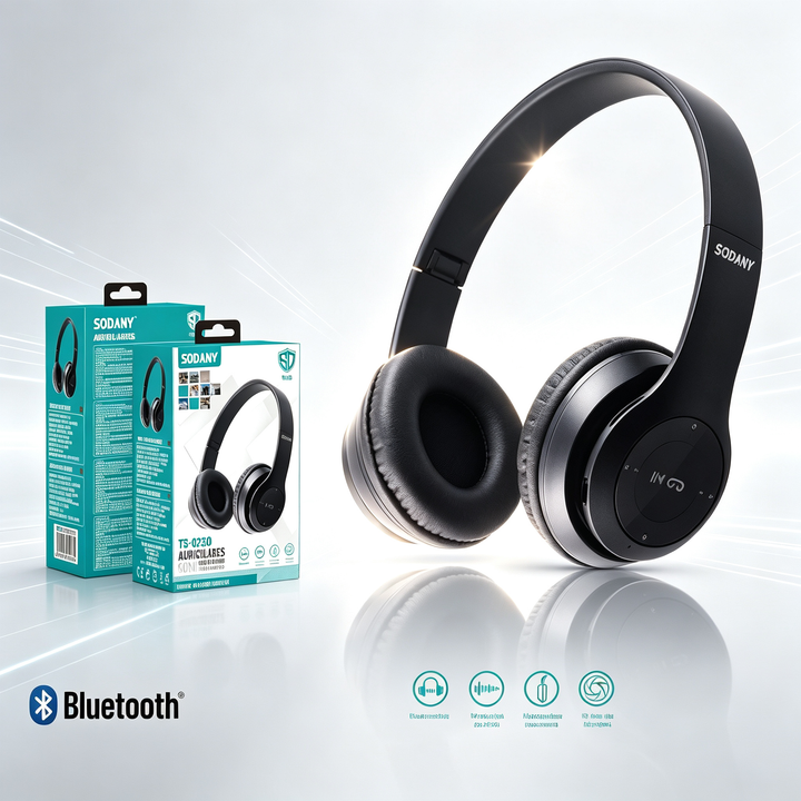 SODANY TS-0230 Bluetooth-Kopfhörer | kabellos Over-Ear | Schwarz