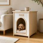 Mesa lateral para caja para perros de madera – Mueble para mascotas para el interior de la casa de madera FSC® para perros y gatos pequeños, Mesa lateral de estilo escandinavo