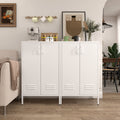 Gabinet de almacenamiento de acero blanco con 2 puertas y 2 estantes ajustables, gabinete multifuncional para el salón, la cocina, el dormitorio, el almacenamiento de herramientas en el garaje y la organización de archivos en el despacho