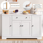 Buffet multifuncional para la cocina – Sideboard de 138 cm con cajón, puertas de estantería y soportes de empotramiento ajustables – Diseño moderno con protección anti-inclinación, ideal para la cocina, el salón y el dormitorio