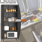 [Metal Adjustable] Gabinete de almacenamiento de dos puertas de metal para despensa de cocina, gabinete de despensa alta de acero para cocina, salón, comedor y oficina, color negro
