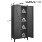 [Metal Adjustable] Gabinete de almacenamiento de dos puertas de metal para despensa de cocina, gabinete de despensa alta de acero para cocina, salón, comedor y oficina, color negro
