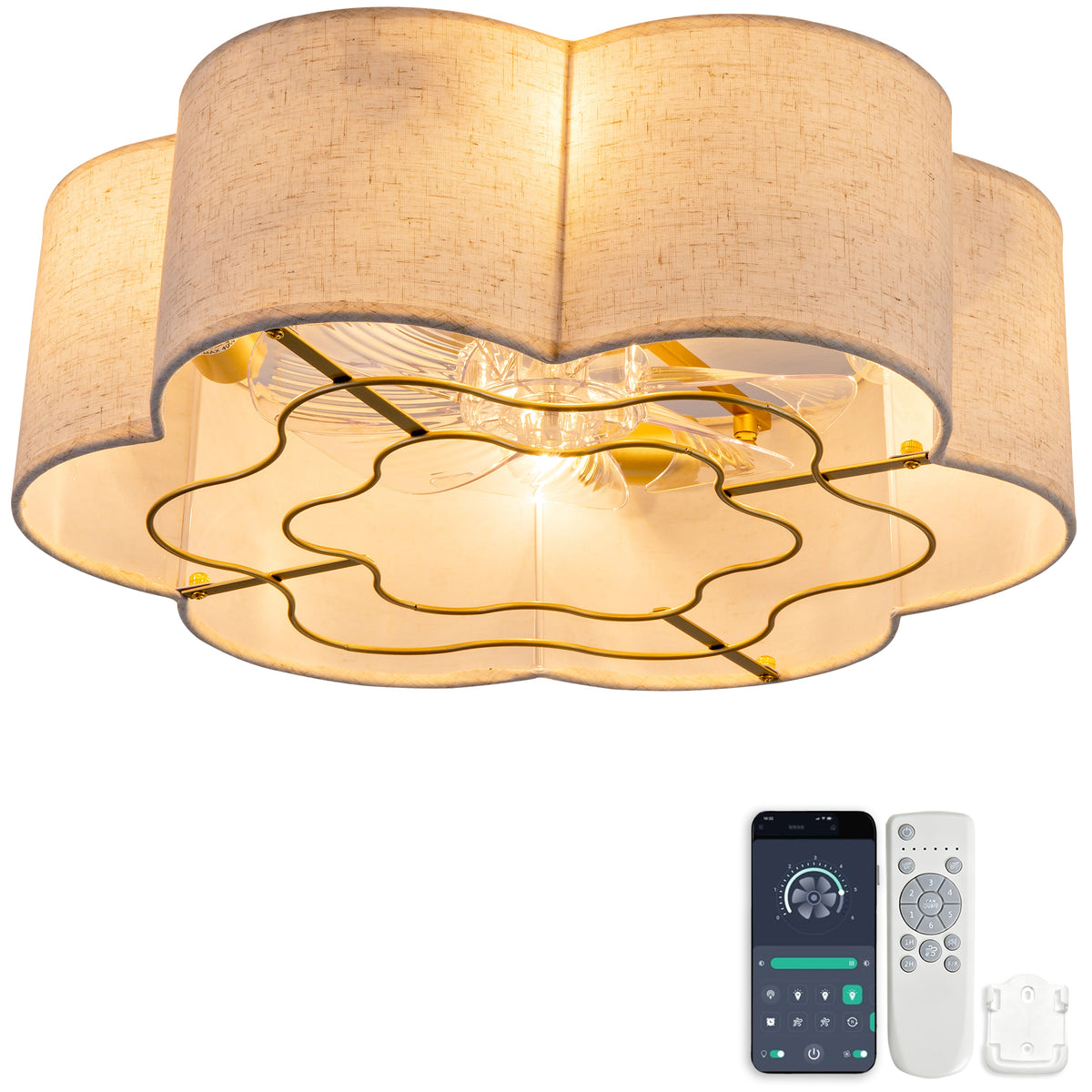 Ventilador de techo de 19 pulgadas moderno, alas de ABS, doble control a través de la app y el mando a distancia, seis velocidades reversibles de configuración del ventilador, ideal para dormitorios y guarderías