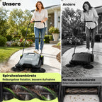 Aspiradora manual con una anchura de barrido de 68 cm, un depósito de recogida de suciedad de 24 L, mango ajustable plegable y sistema de cepillado de suelo con 3 broches