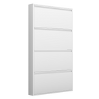 Gabinet de calzado de metal con 4 cajones volteables, organizador de calzado para la pared, estante oculto estrecho para el vestíbulo, blanco