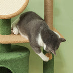 Arbol de gatos de 139 cm con cueva para gatos, pelota de juego, árbol de gatos con postes de rascar, para gatos de hasta 5 kg, color verde