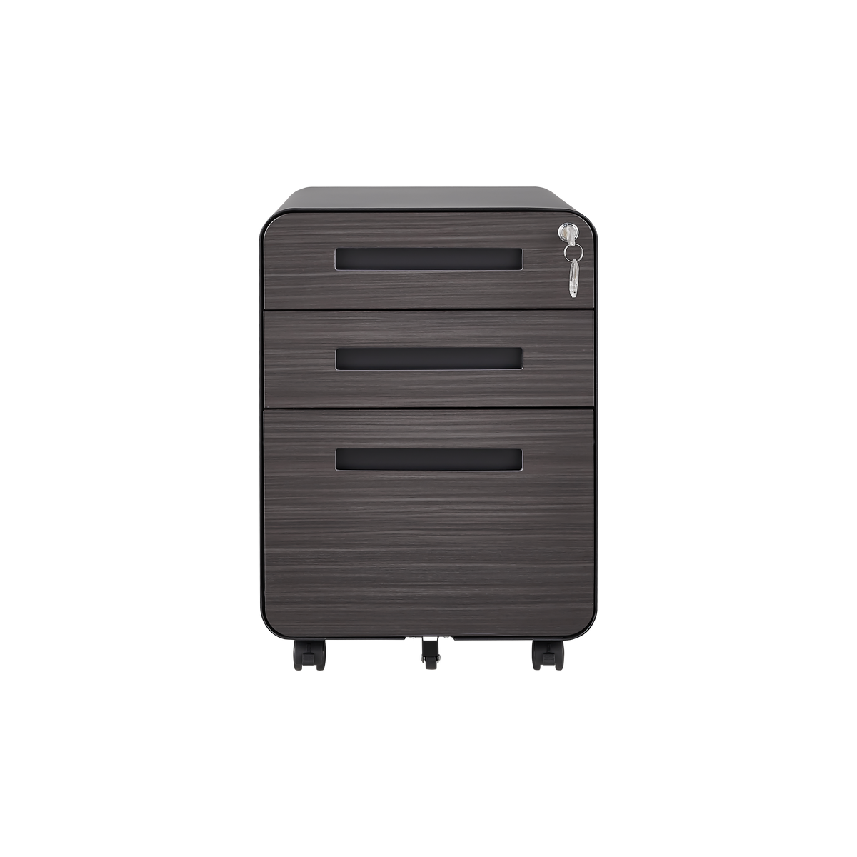 Caja de archivos móvil de 3 cajones para debajo de la mesa de oficina, negra. Almacenamiento moderno y versátil para archivos legales/cartas/A4, diseño anti-derrumbe con 5 ruedas, acero laminado frío, resistente al agua y a la humedad