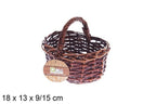 Cesta Mimbre Ovalada Caoba con Asa