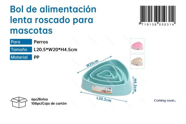 Bol de Alimentación Lenta Roscado para Perros