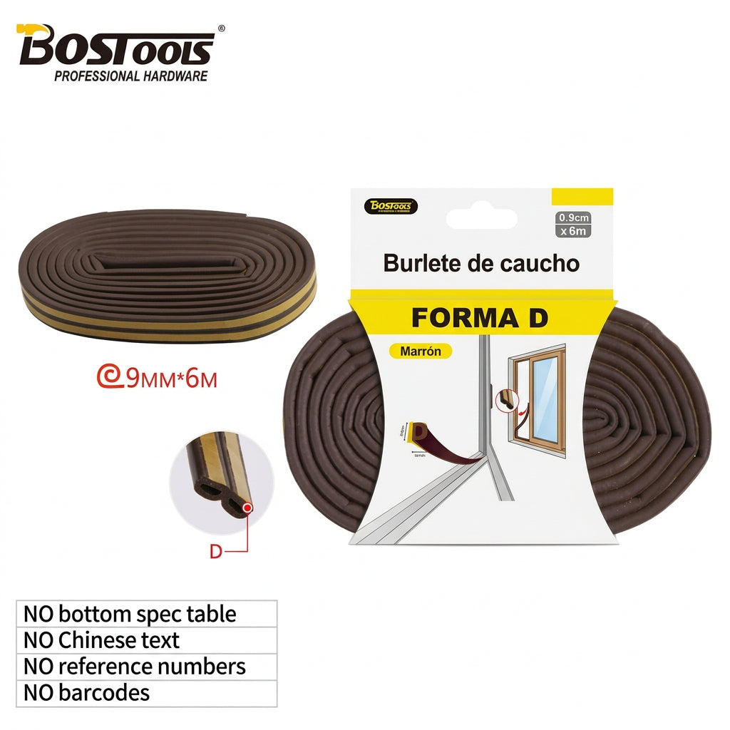 Burlete de Caucho Forma D Marrón 6m