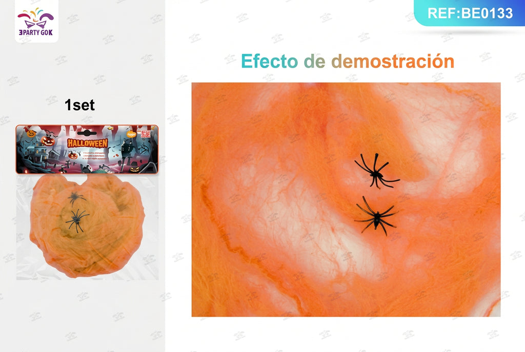 Decoración de Halloween: Red de Araña Naranja