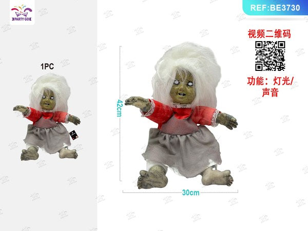 Muñeca Sentada Luminosa con Sonido Cabello Blanco