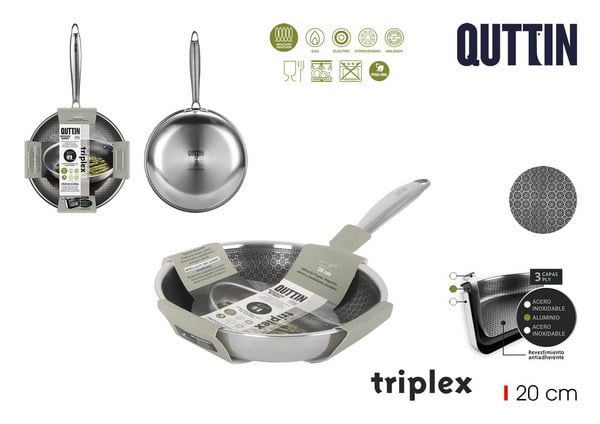 Sartén Acero Inducción Tríplex 20cm Quttin