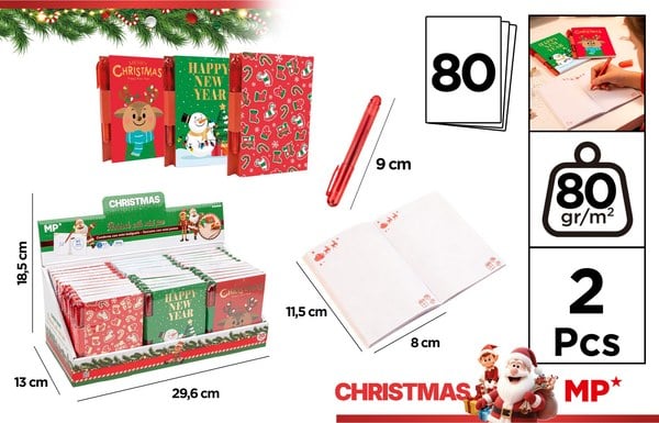 Mini Libretas con Bolígrafo Navideñas
