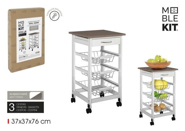 Carrito Verdulero 3 Niveles con Cajón MOBLEKIT