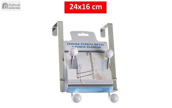 Perchero Puerta 4 Pomos Blancos