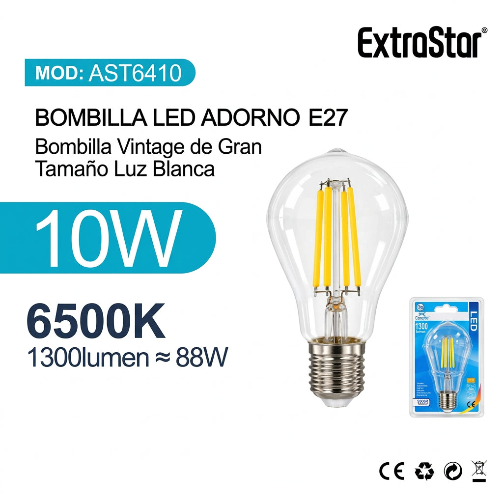 Bombilla LED Adorno E27 10W 6500K