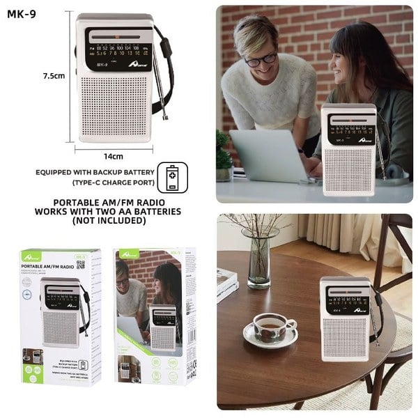 Radio AM/FM MK-9 PLATA Portátil