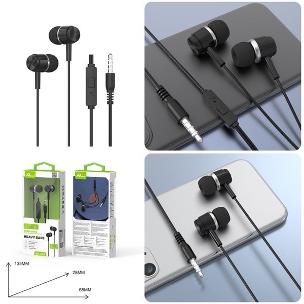 Auriculares Jack con Micrófono EP-262 Negro