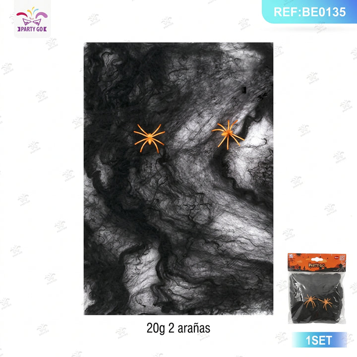 Decoración Halloween 20g con telaraña y arañas