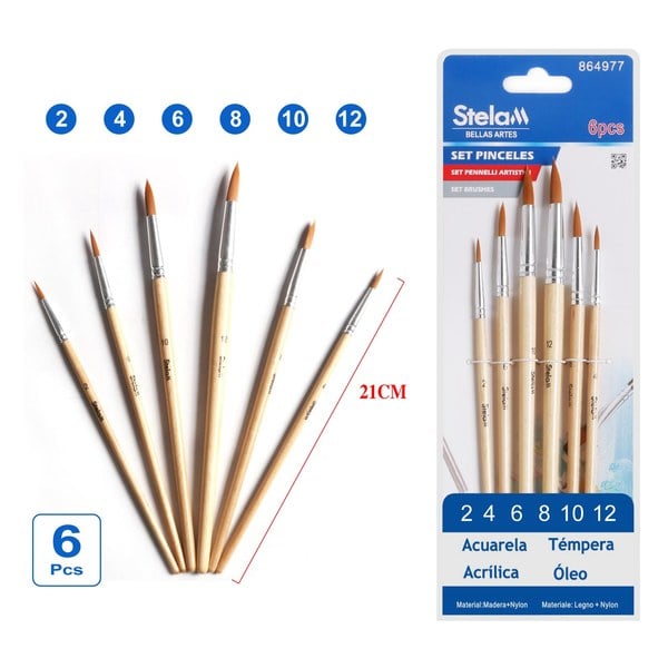 Set de 6 Pinceles para Bellas Artes