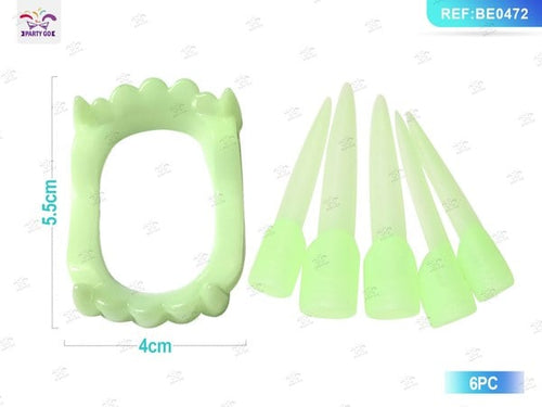 639 Uñas y Dientes Luminosos 6 Piezas